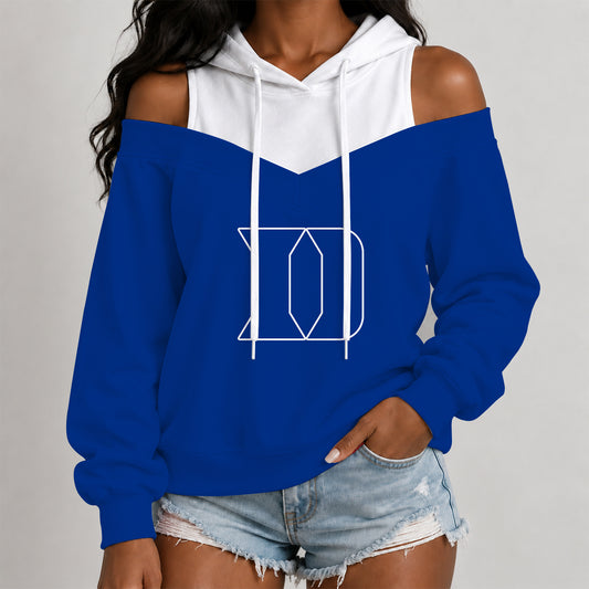 [BIG DEAL] PERSONALIZED UNI01 DLD DUKE BLUE DEVILS WOMEN'S OFF-SHOULDER HOODIE