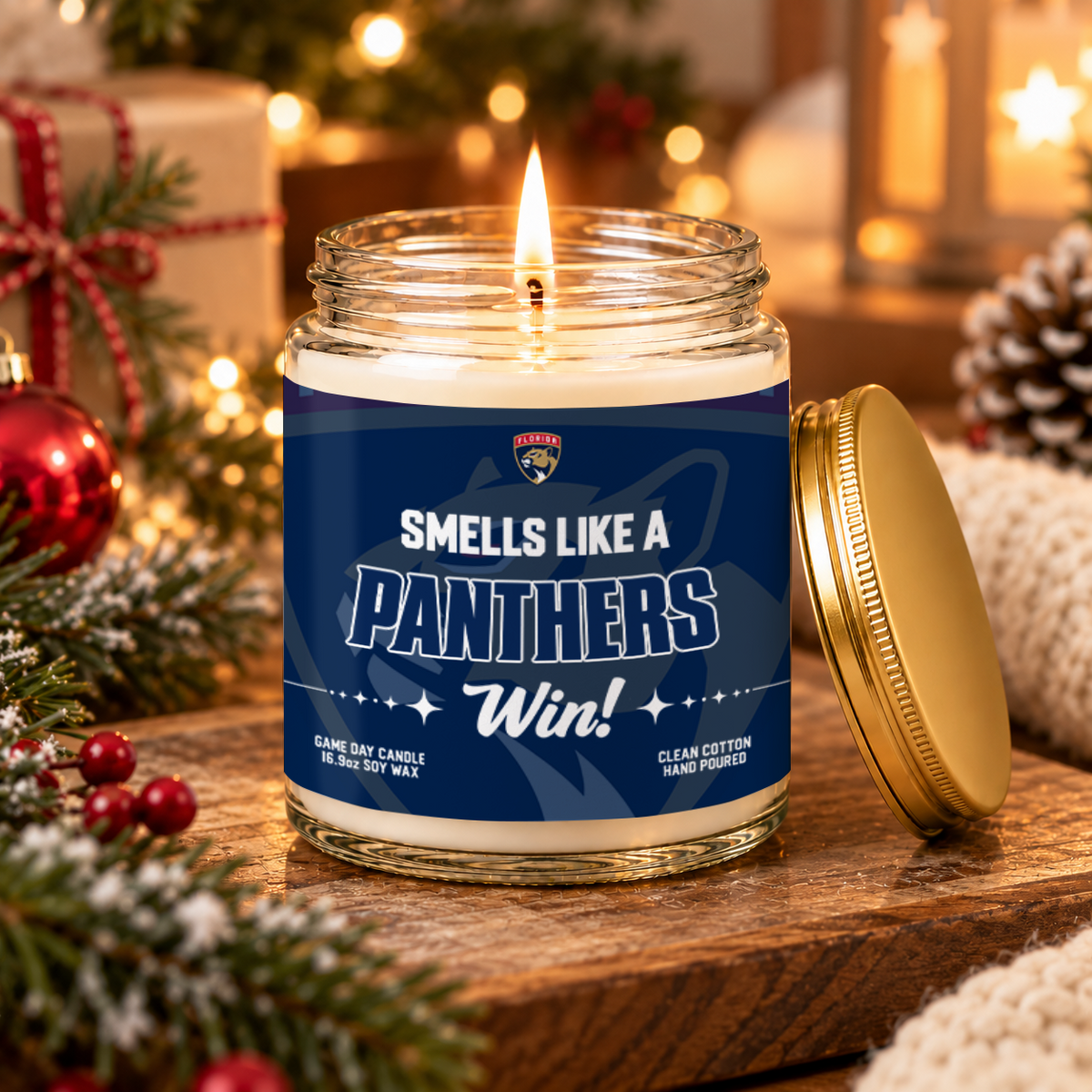 [SUPER SALE] NEW CUSTOMIZED NHL01 FPT THE PANTHERS FROSTED GLASS CANDLE
