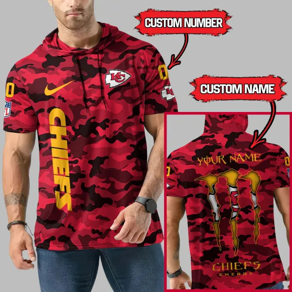 [SPECIAL OFFER] NEW CUSTOMIZED NFL01 KCC KANSAS CITY CHIEFS SHORT SLEEVE HOODIE