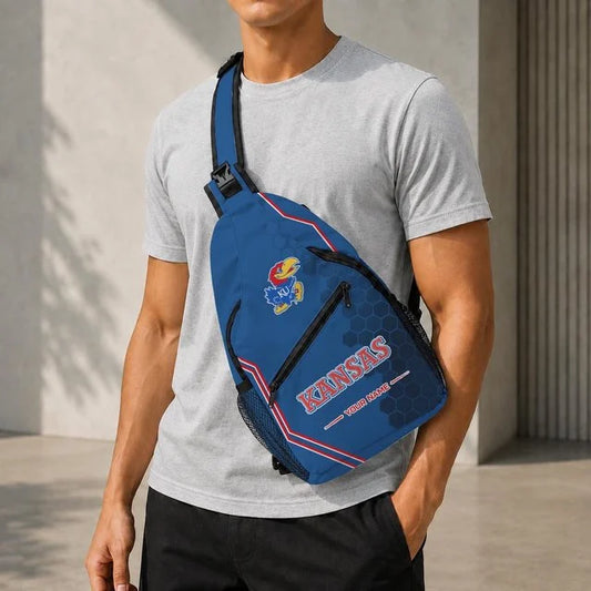 [BIG SALE] PERSONALIZED UNI01 KSJ KANSAS JAYHAWKS SLING BAG