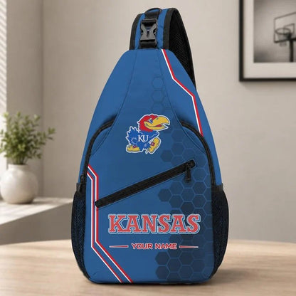 [BIG SALE] PERSONALIZED UNI01 KSJ KANSAS JAYHAWKS SLING BAG