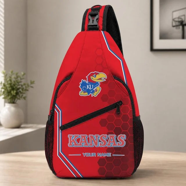 [BIG SALE] PERSONALIZED UNI01 KSJ KANSAS JAYHAWKS SLING BAG