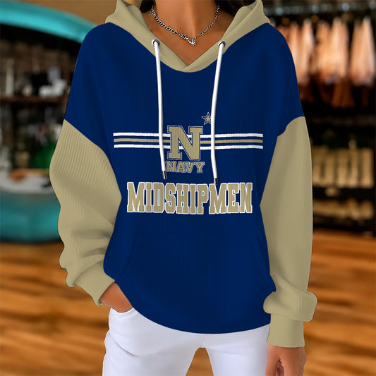 [BIG SALE] PERSONALIZED UNI01 NAV NAVY MIDSHIPMEN RIBBED HOODIE & SWEATSHIRT