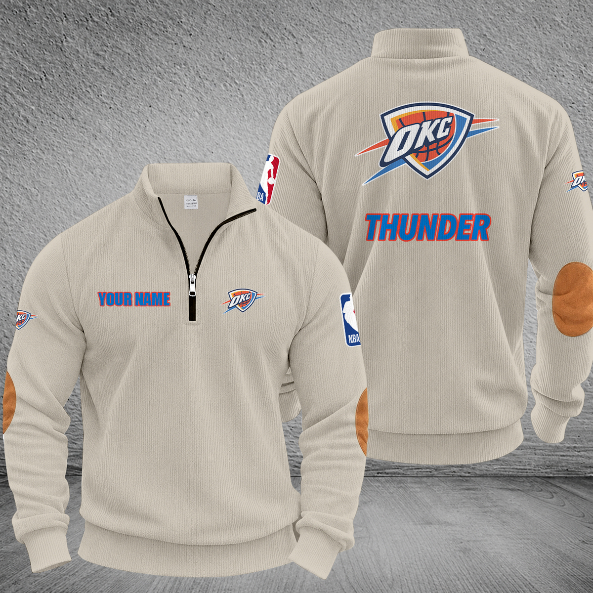 [HOT DEAL] NEW CUSTOMIZED NBA01 OCT OKLAHOMA CITY THUNDER MULTICOLOR STRIPED QUATER ZIP SWEATSHIRT