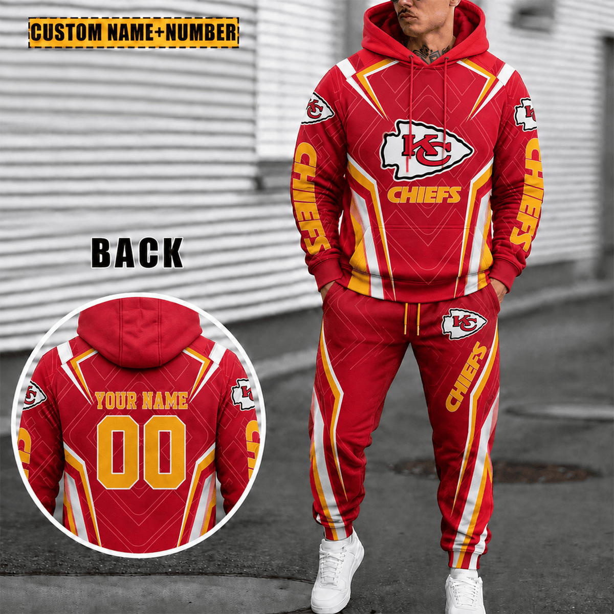 [SPECIAL OFFER] NEW CUSTOMIZED NFL01 KCC THE CHIEFS HOODIE & SWEATPANTS