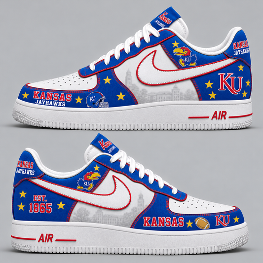 [BIG SALE] PERSONALIZED UNI01 KSJ KANSAS JAYHAWKS AF1 SHOES