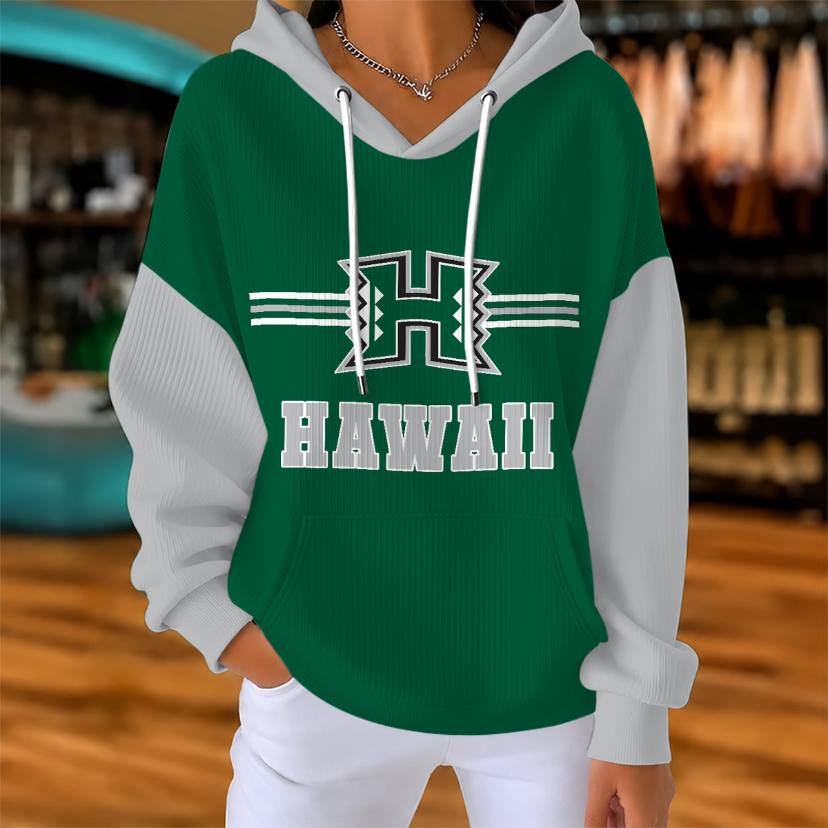 [BIG SALE] PERSONALIZED UNI02 HAW HAWAII WARRIORS RIBBED HOODIE & SWEATSHIRT