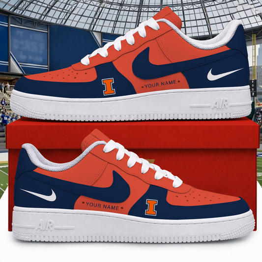 [BIG SALE] PERSONALIZED UNI02 IFI ILLINOIS FIGHTING ILLINI AF1 SHOES