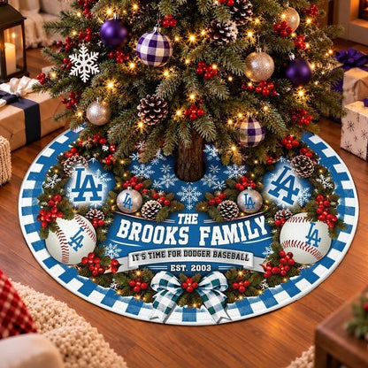 [FLASH SALE] FAMILY NAME & EST. MLB02 LAD THE DODGERS CHRISTMAS TREE SKIRT