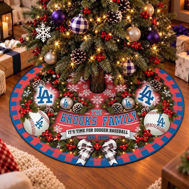 [FLASH SALE] FAMILY NAME & EST. MLB02 LAD THE DODGERS CHRISTMAS TREE SKIRT