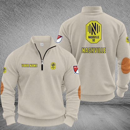 [FAN EXCLUSIVE] NEW CUSTOMIZED MLS02 NSC NASHVILLE SC MULTICOLOR STRIPED QUATER ZIP SWEATSHIRT