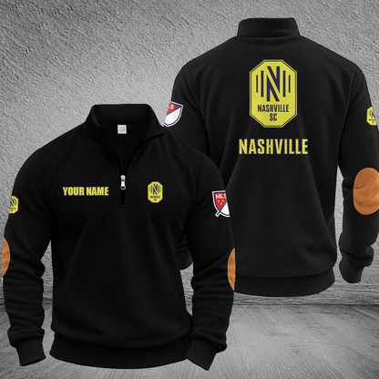 [FAN EXCLUSIVE] NEW CUSTOMIZED MLS02 NSC NASHVILLE SC MULTICOLOR STRIPED QUATER ZIP SWEATSHIRT