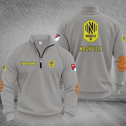 [FAN EXCLUSIVE] NEW CUSTOMIZED MLS02 NSC NASHVILLE SC MULTICOLOR STRIPED QUATER ZIP SWEATSHIRT