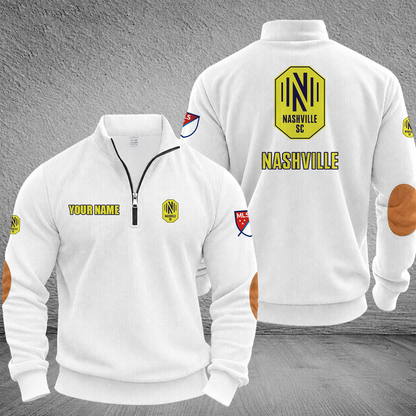 [FAN EXCLUSIVE] NEW CUSTOMIZED MLS02 NSC NASHVILLE SC MULTICOLOR STRIPED QUATER ZIP SWEATSHIRT