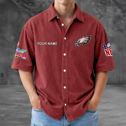 [SPECIAL OFFER] NEW CUSTOMIZED NFL02 PPE PHILADELPHIA EAGLES SEERSUCKER BUTTON SHIRT