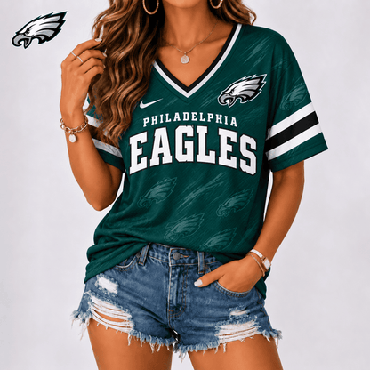 [SPECIAL OFFER] NEW CUSTOMIZED NFL02 PPE THE EAGLES V-NECK FEMALE SHIRT
