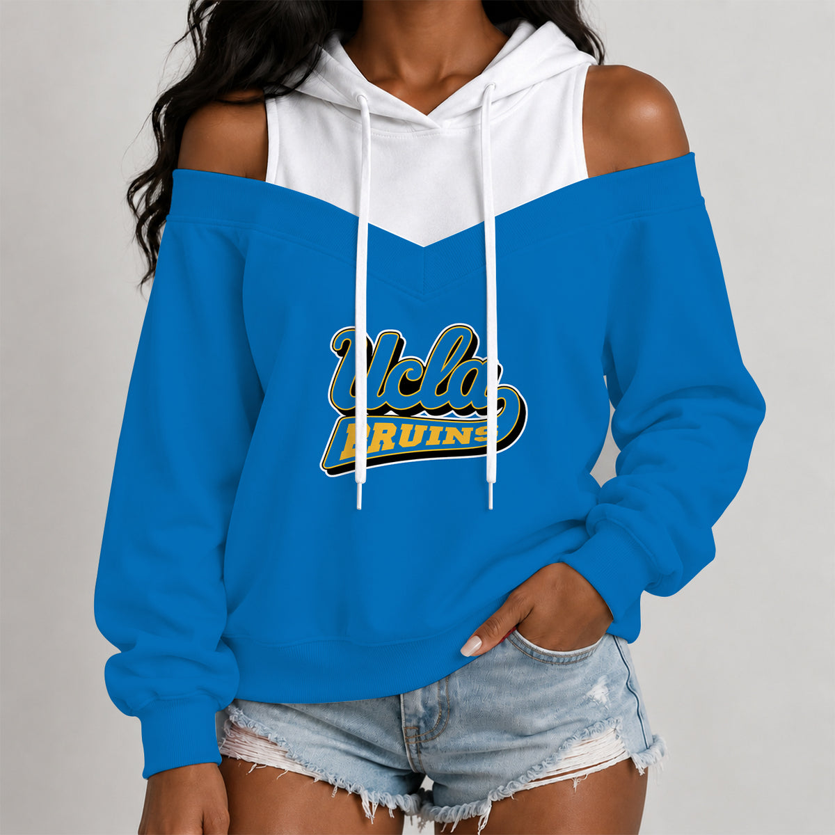 [BIG SALE] PERSONALIZED UNI02 UCB UCLA BRUINS WOMEN'S OFF-SHOULDER HOODIE