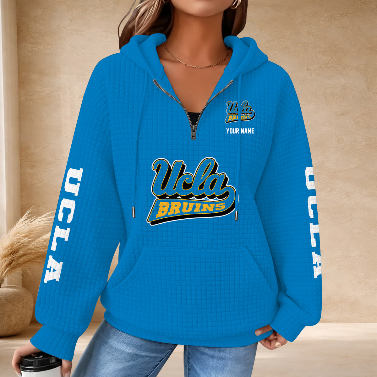 [BIG SALE] PERSONALIZED UNI02 UCB UCLA BRUINS QUARTER ZIP HOODIE