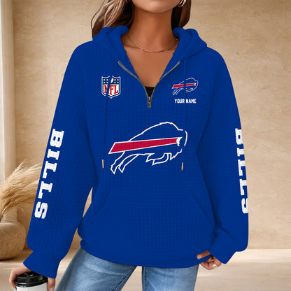 [SPECIAL OFFER] NEW CUSTOMIZED NFL03 BFB THE BILLS QUARTER ZIP HOODIE