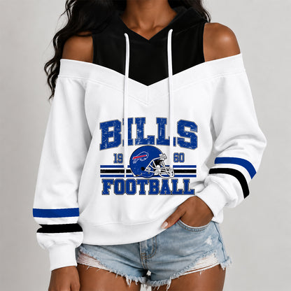 [SPECIAL OFFER] NEW CUSTOMIZED NFL03 BFB THE BILLS WOMEN'S OFF-SHOULDER HOODIE