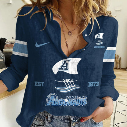 [FAN EXCLUSIVE] NEW CUSTOMIZED CFL03 TOR TORONTO ARGONAUTS WOMEN CASUAL SHIRT