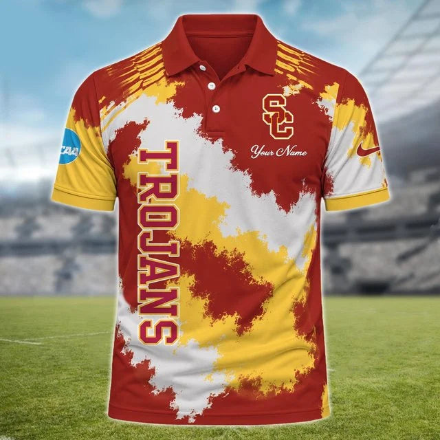 [BIG SALE] PERSONALIZED UNI03 USC USC TROJANS MULTICOLOR POLO SHIRT