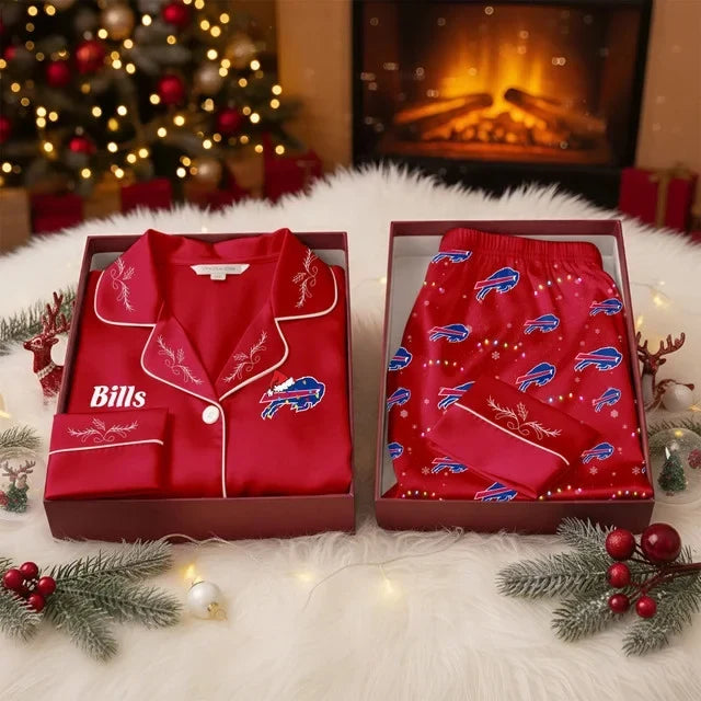 [SPECIAL OFFER] NEW CUSTOMIZED NFL03 BFB THE BILLS LONG-SLEEVE PAJAMA SET