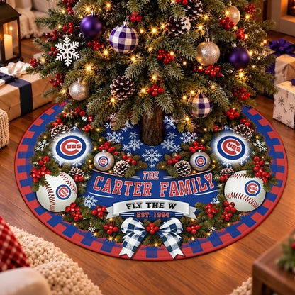 [FLASH SALE] FAMILY NAME & EST. MLB04 CCS THE CUBS CHRISTMAS TREE SKIRT