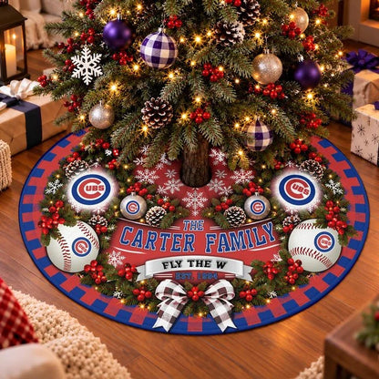 [FLASH SALE] FAMILY NAME & EST. MLB04 CCS THE CUBS CHRISTMAS TREE SKIRT