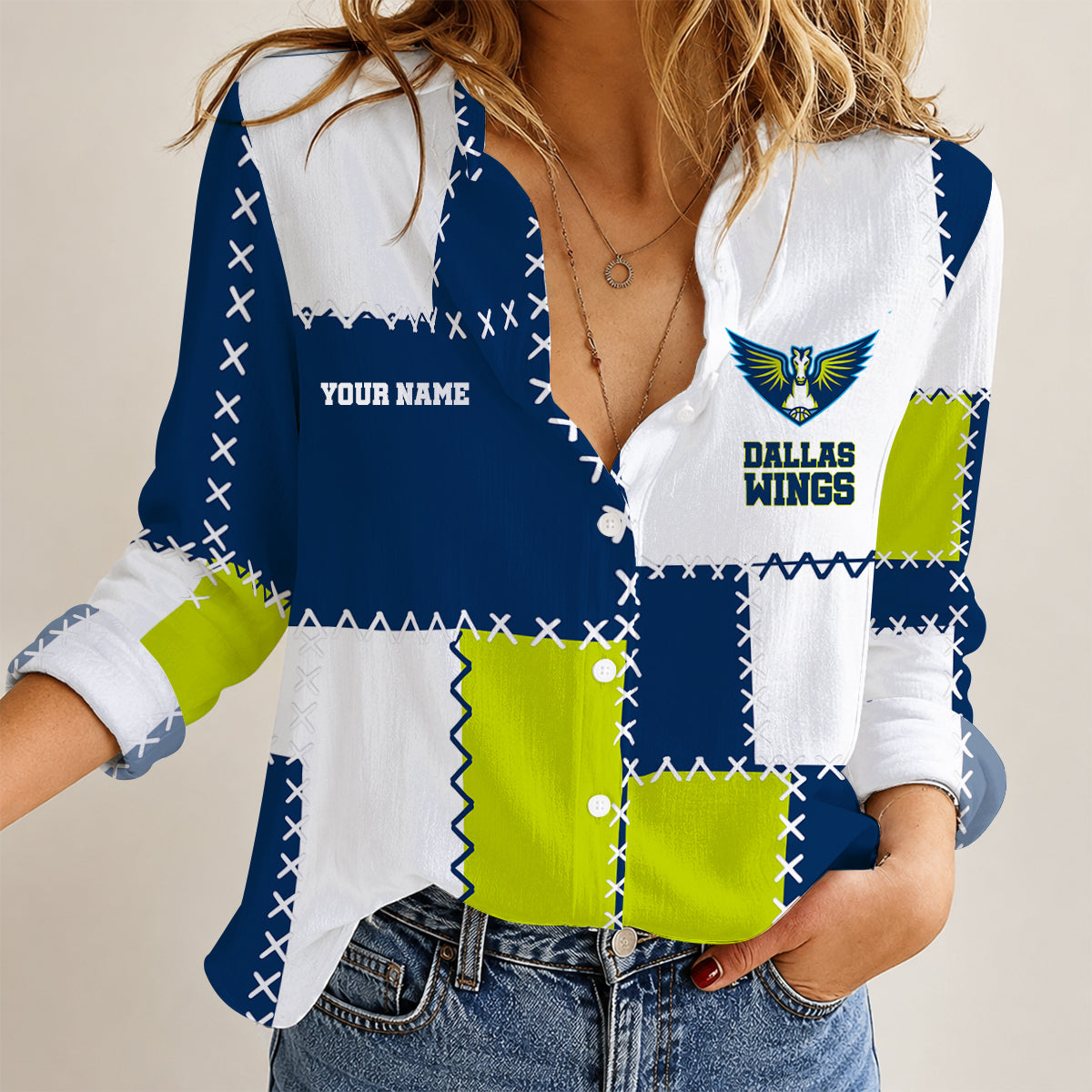 [FAN FAVORITE] NEW CUSTOMIZED WNBA04 DLW DALLAS WINGS WOMEN CASUAL SHIRT