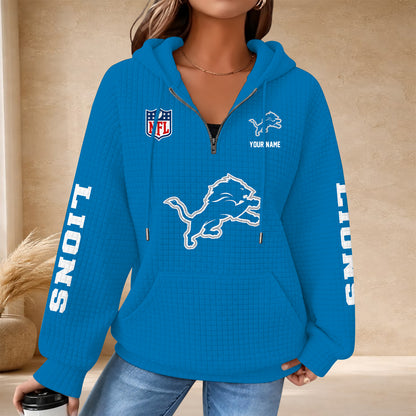 [SPECIAL OFFER] NEW CUSTOMIZED NFL04 DTL THE LIONS QUARTER ZIP HOODIE