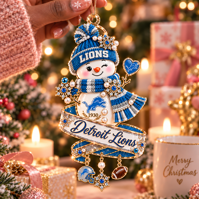 [SPECIAL OFFER] NEW CUSTOMIZED NFL04 DTL THE LIONS CHRISTMAS ACRYLIC ORNAMENT