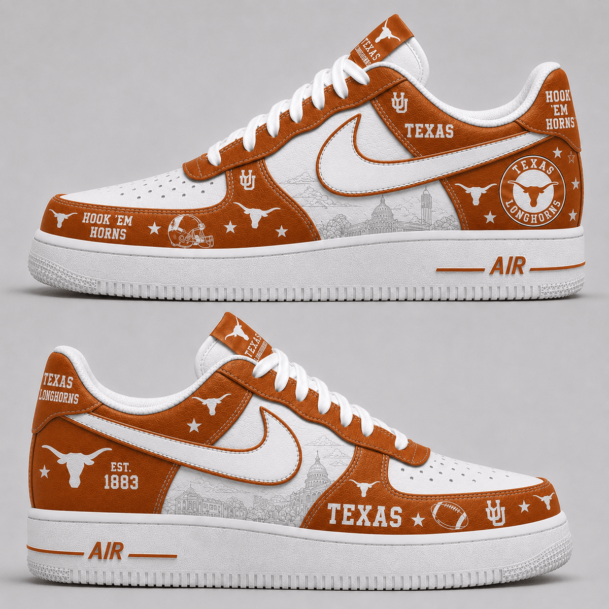 [BIG SALE] PERSONALIZED UNI04 TXL TEXAS LONGHORNS AF1 SHOES