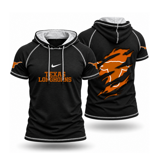 [BIG SALE] PERSONALIZED UNI04 TXL TEXAS LONGHORNS SHORT SLEEVE HOODED SHIRT