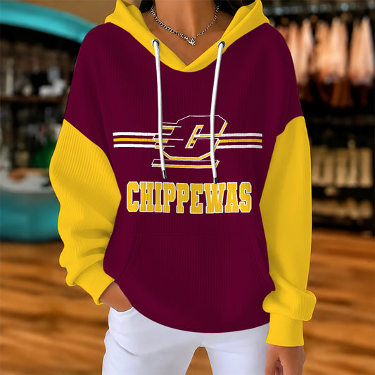 [BIG SALE] PERSONALIZED UNI05 CMU CENTRAL MICHIGAN CHIPPEWAS RIBBED HOODIE & SWEATSHIRT