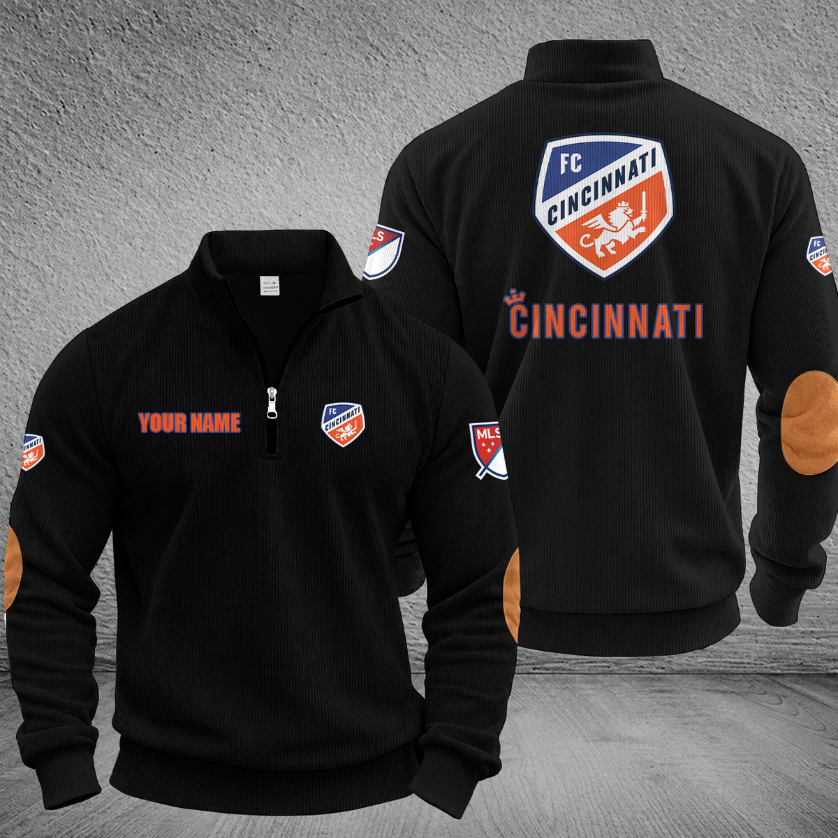 [FAN EXCLUSIVE] NEW CUSTOMIZED MLS05 FCC FC CINCINNATI MULTICOLOR STRIPED QUATER ZIP SWEATSHIRT