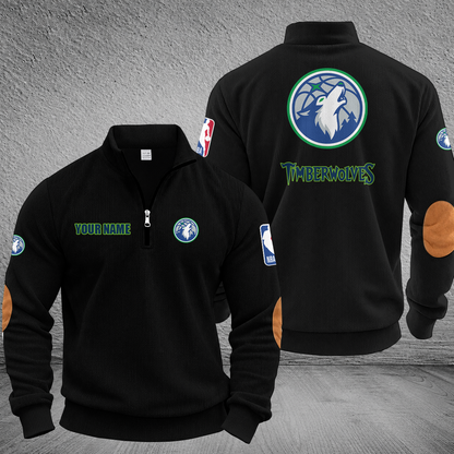 [HOT DEAL] NEW CUSTOMIZED NBA05 MTW MINNESOTA TIMBERWOLVES MULTICOLOR STRIPED QUATER ZIP SWEATSHIRT