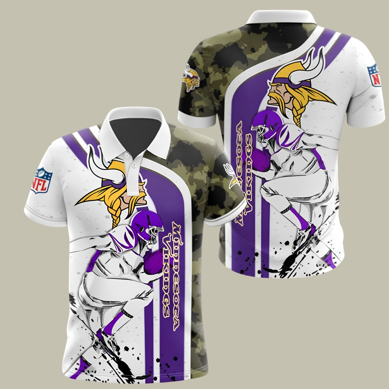 [SPECIAL OFFER] NEW CUSTOMIZED NFL05 MVK MINNESOTA VIKINGS POLO SHIRT