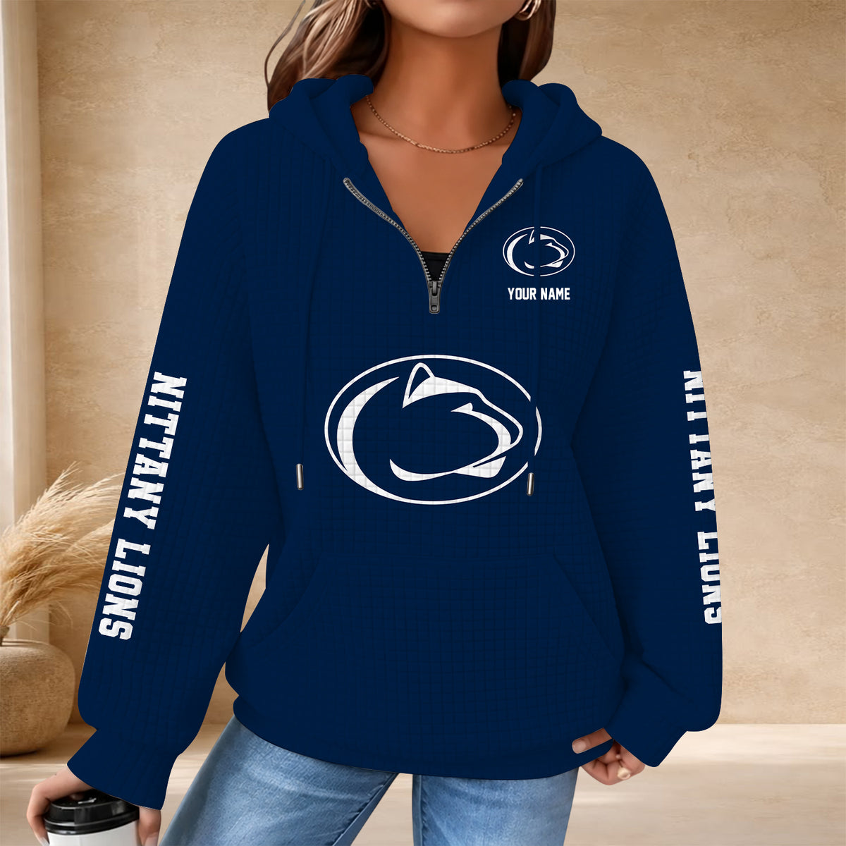 [BIG SALE] PERSONALIZED UNI05 PNL PENN STATE NITTANY LIONS QUARTER ZIP HOODIE