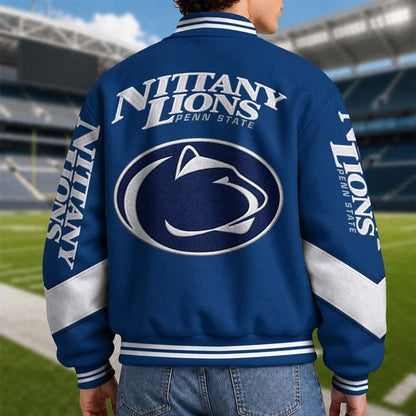 [BIG SALE] PERSONALIZED UNI05 PNL PENN STATE NITTANY LIONS SATIN VARSITY & BASEBALL JACKET