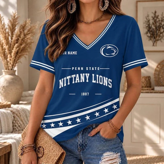 [BIG SALE] PERSONALIZED UNI05 PNL PENN STATE NITTANY LIONS V-NECK FEMALE SHIRT