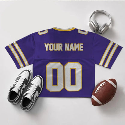 [SPECIAL OFFER] NEW CUSTOMIZED NFL05 MVK MINNESOTA VIKINGS V-NECK JERSEY CROP TOP