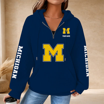 [BIG SALE] PERSONALIZED UNI06 MIW MICHIGAN WOLVERINES QUARTER ZIP HOODIE
