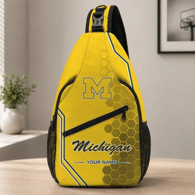 [BIG SALE] PERSONALIZED UNI06 MIW MICHIGAN WOLVERINES SLING BAG