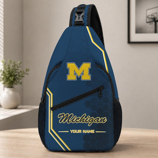 [BIG SALE] PERSONALIZED UNI06 MIW MICHIGAN WOLVERINES SLING BAG