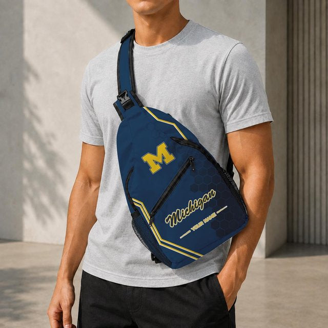 [BIG SALE] PERSONALIZED UNI06 MIW MICHIGAN WOLVERINES SLING BAG