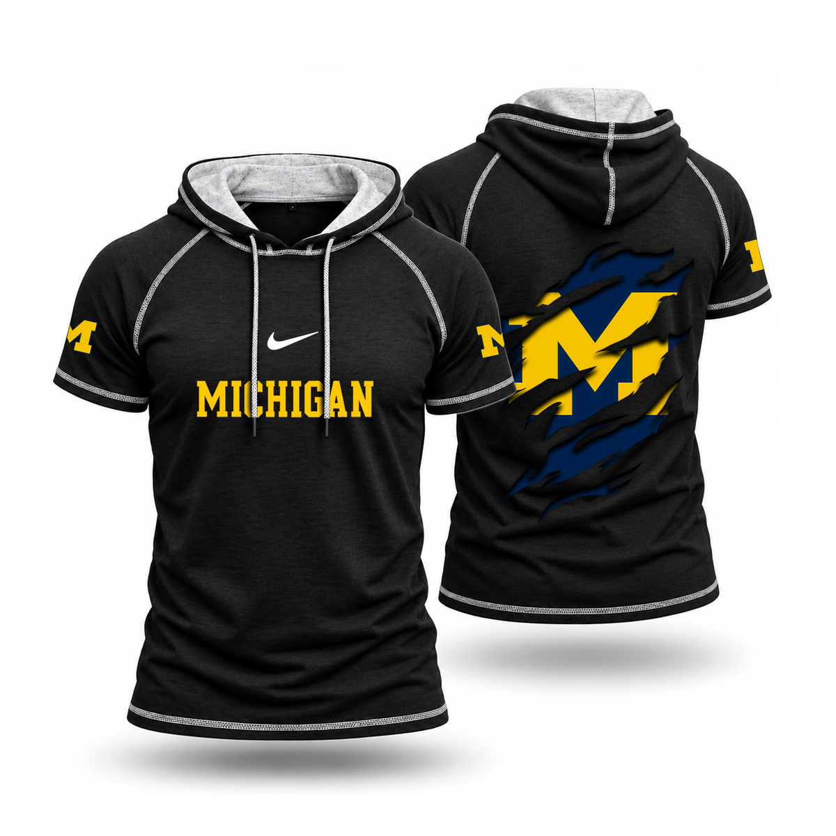 [BIG SALE] PERSONALIZED UNI06 MIW MICHIGAN WOLVERINES SHORT SLEEVE HOODED SHIRT