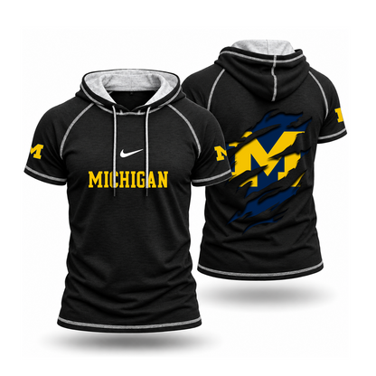 [BIG SALE] PERSONALIZED UNI06 MIW MICHIGAN WOLVERINES SHORT SLEEVE HOODED SHIRT
