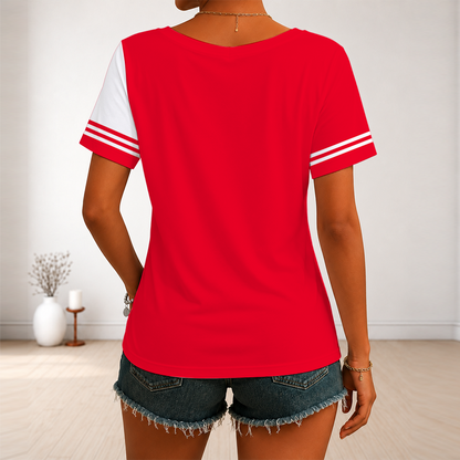 [SUPER SALE] NEW CUSTOMIZED NHL06 NJD NEW JERSEY DEVILS V-NECK FEMALE SHIRT
