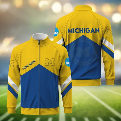 [BIG SALE] PERSONALIZED UNI06 MIW MICHIGAN WOLVERINES STAND COLLAR JACKET